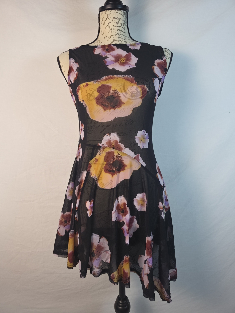 NWT Free People Midnight Combo Floral Mesh Mini Dress - L